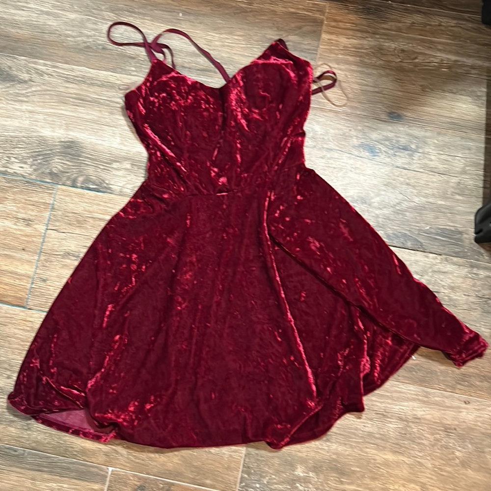 Red velvet dress